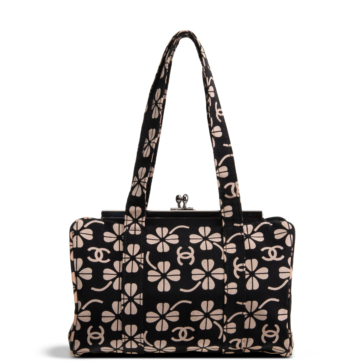 CHANEL Vintage Canvas CC Clover Clutch - Black