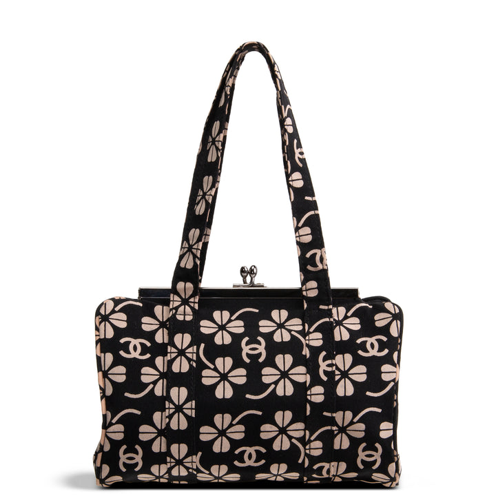 CHANEL Vintage Canvas CC Clover Clutch - Black