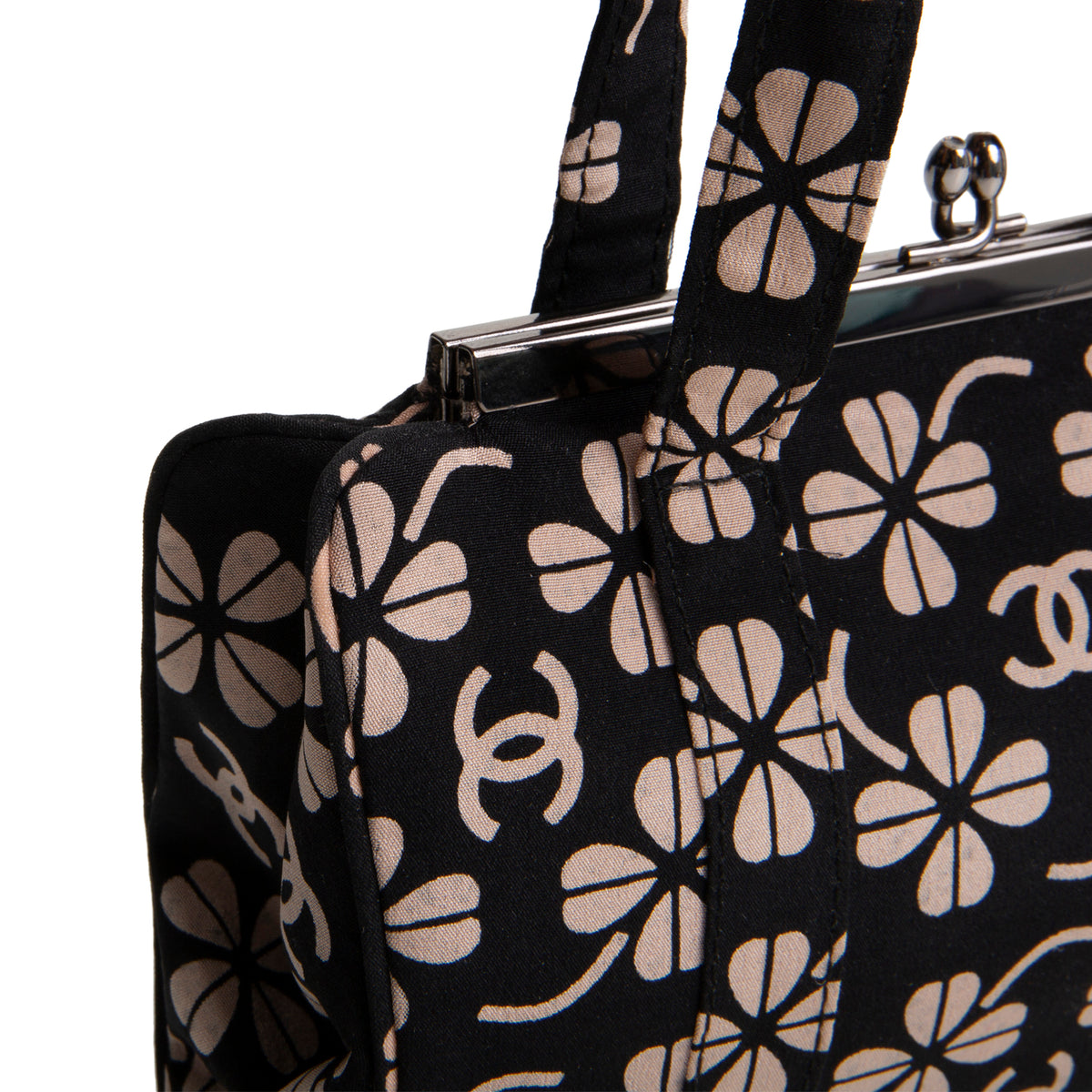 CHANEL Vintage Canvas CC Clover Clutch - Black