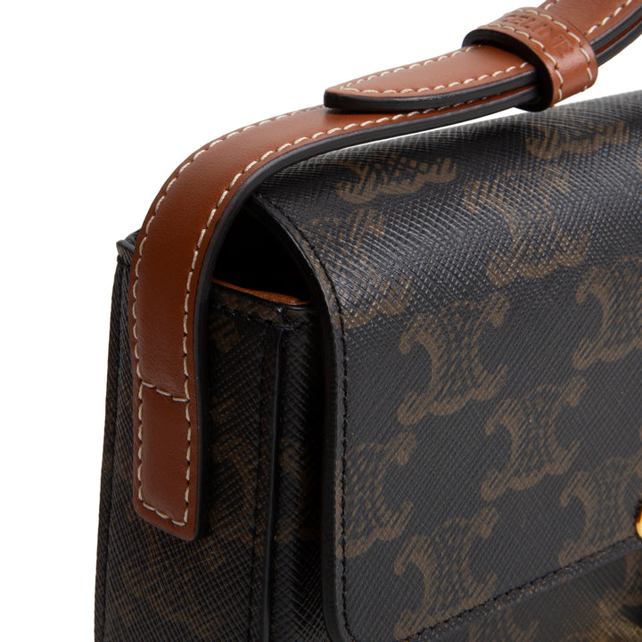 CELINE Canvas Calfskin Triomphe Shoulder Bag