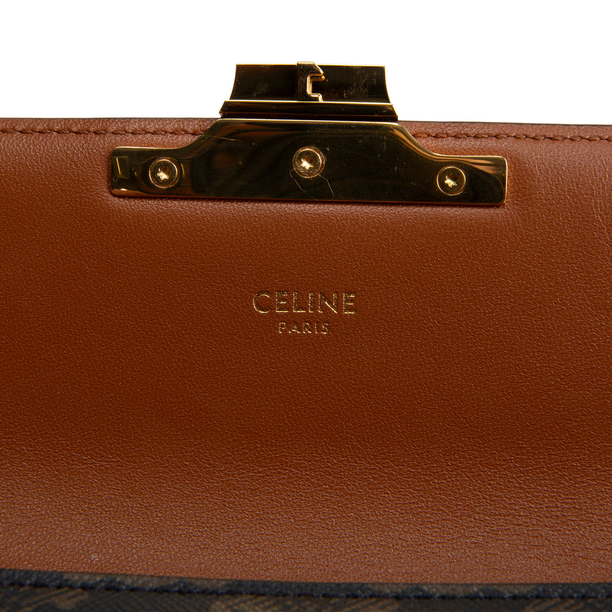CELINE Canvas Calfskin Triomphe Shoulder Bag