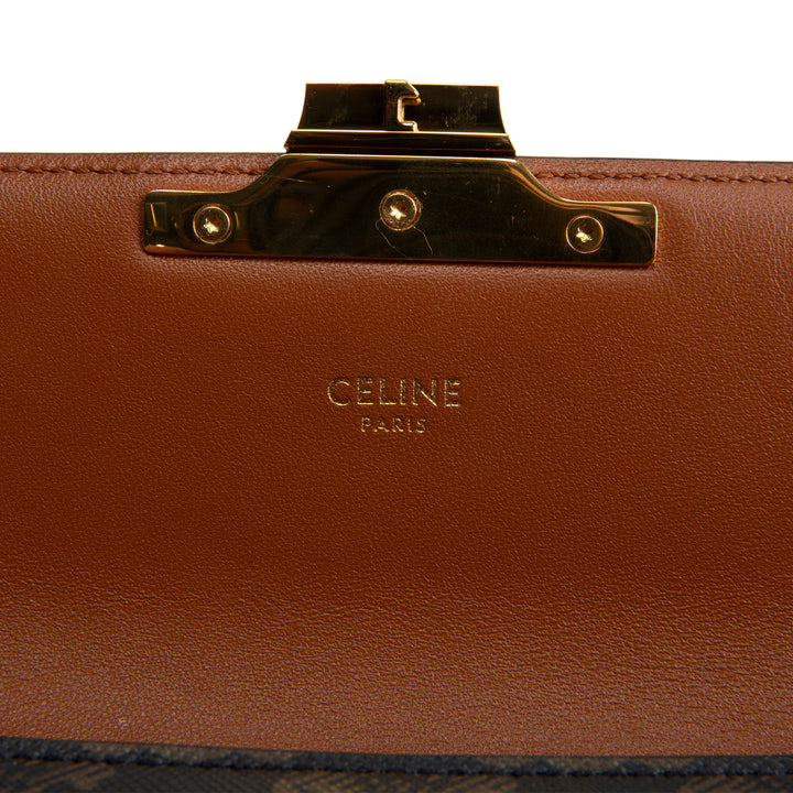 CELINE Canvas Calfskin Triomphe Shoulder Bag