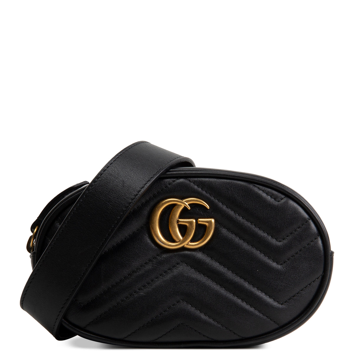 GUCCI Leather Marmont Belt Bag - Black