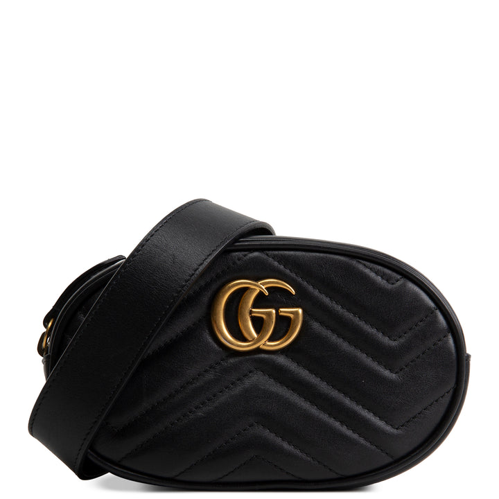 GUCCI Leather Marmont Belt Bag - Black