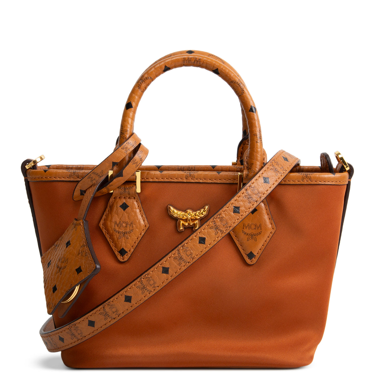 MCM Nylon X-Mini Aren Shopper Tote - Cognac