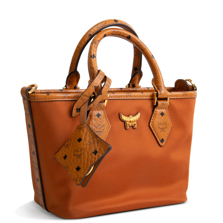 MCM Nylon X-Mini Aren Shopper Tote - Cognac