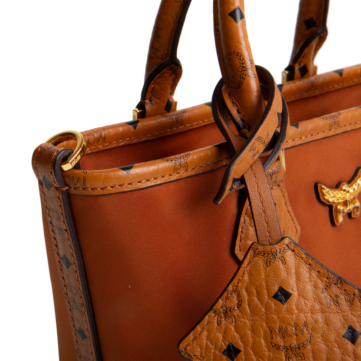 MCM Nylon X-Mini Aren Shopper Tote - Cognac