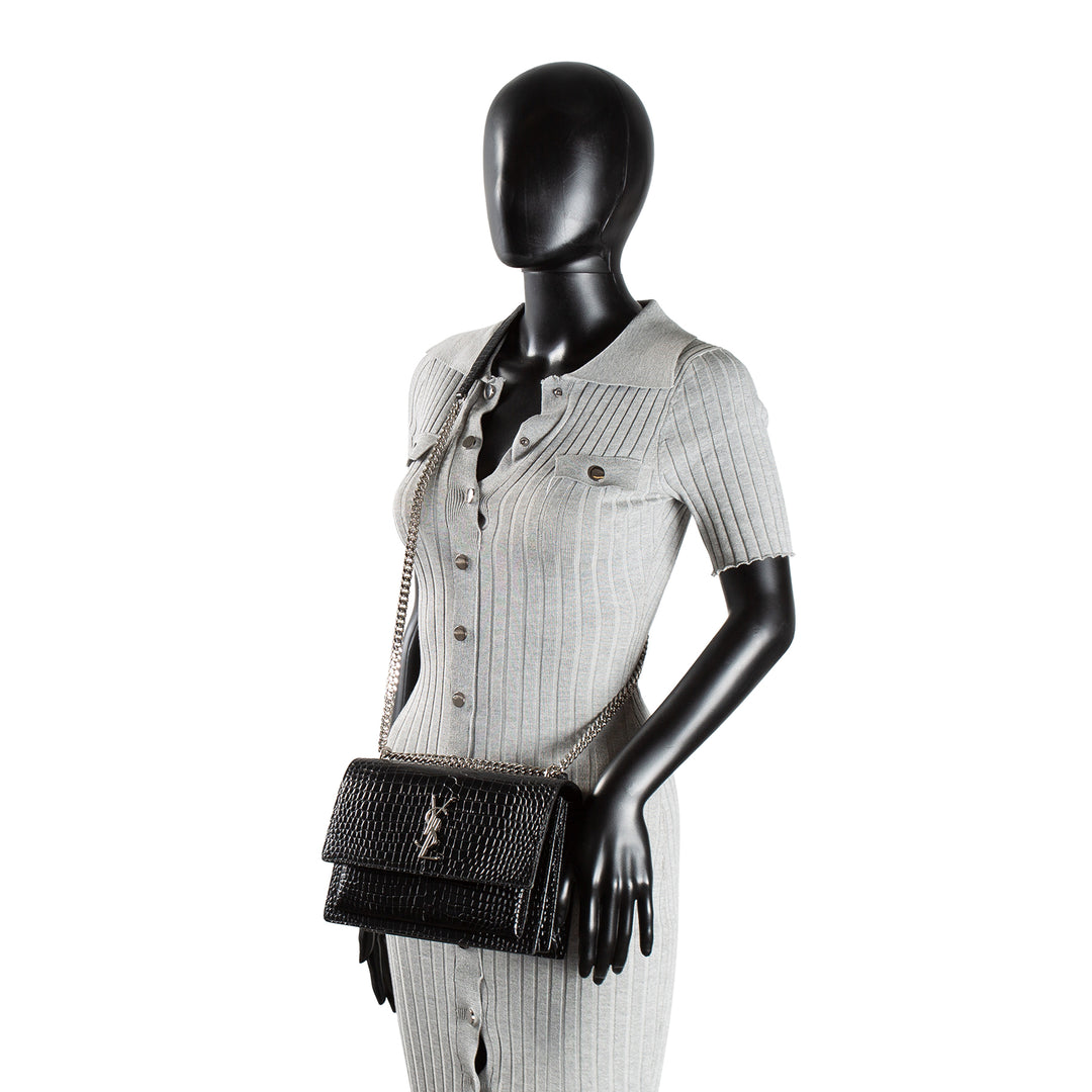 SAINT LAURENT Sunset Croc Embossed