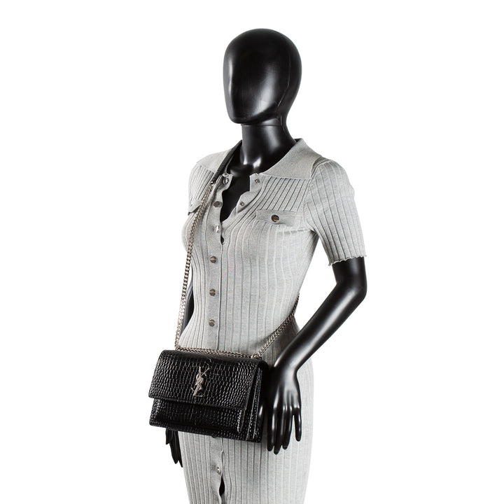 SAINT LAURENT Sunset Croc Embossed