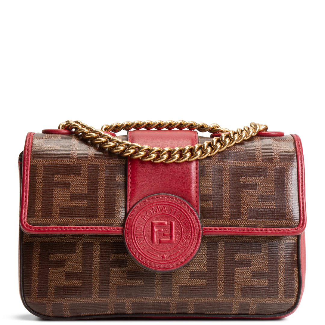 FENDI FF 1974 Double F Shoulder Bag-Vitello Grace Glazed Fabric