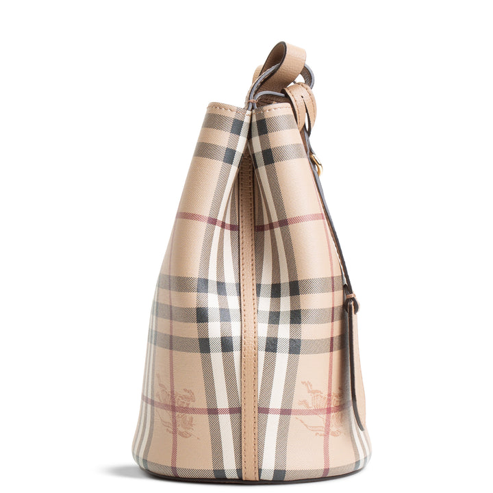 BURBERRY Haymarket Check Lorne Bucket Bag - Small