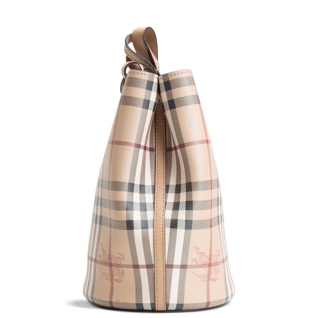 BURBERRY Haymarket Check Lorne Bucket Bag - Small