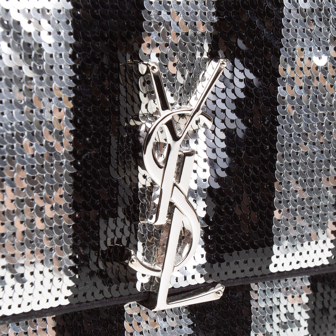 SAINT LAURENT Vicky Monogram Sequin Stripe Bag
