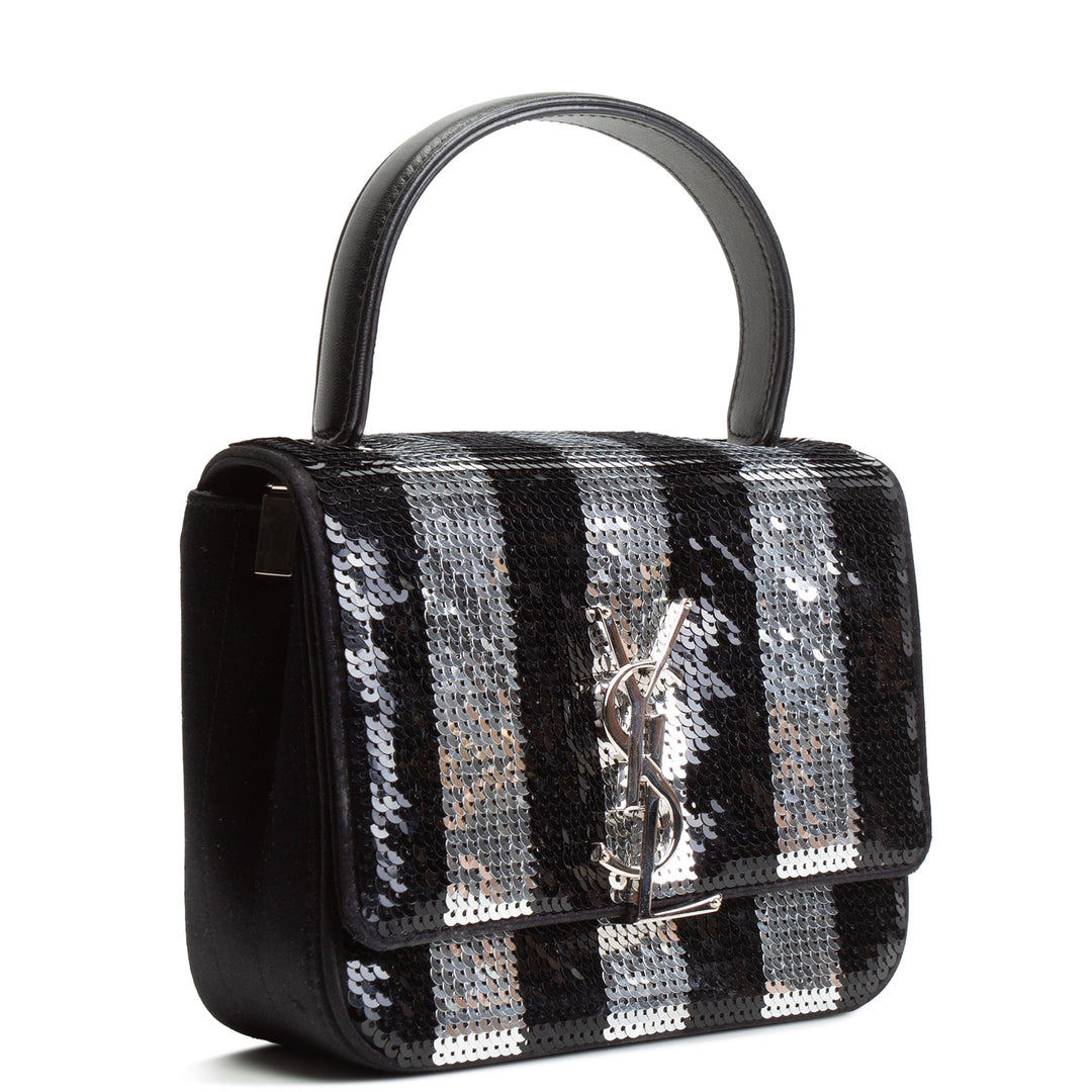 SAINT LAURENT Vicky Monogram Sequin Stripe Bag