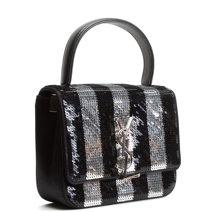 SAINT LAURENT Vicky Monogram Sequin Stripe Bag