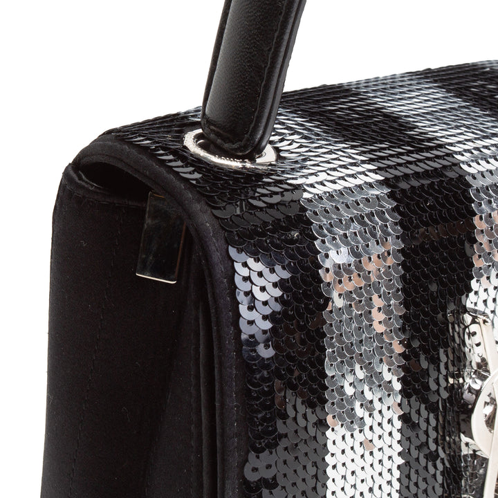 SAINT LAURENT Vicky Monogram Sequin Stripe Bag
