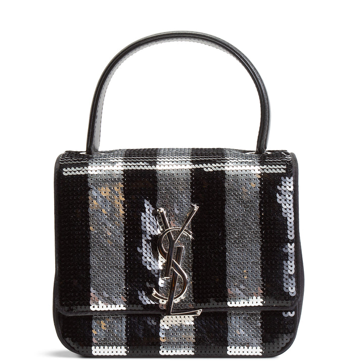 SAINT LAURENT Vicky Monogram Sequin Stripe Bag