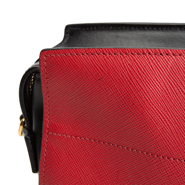 PRADA Saffiano Esplanade Shoulder Bag - Red