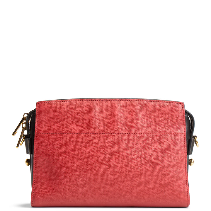 PRADA Saffiano Esplanade Shoulder Bag - Red