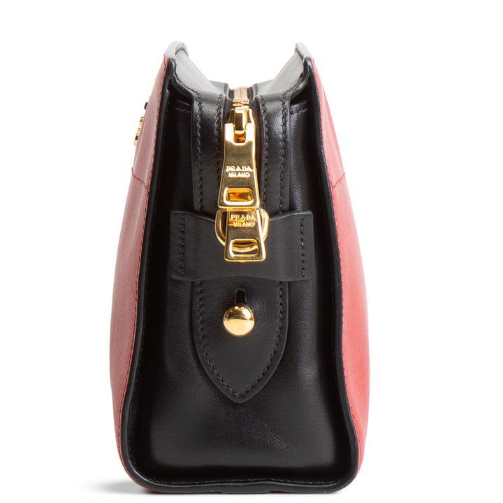 PRADA Saffiano Esplanade Shoulder Bag - Red