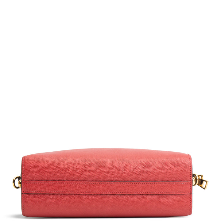PRADA Saffiano Esplanade Shoulder Bag - Red