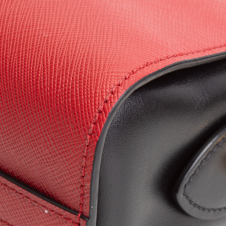 PRADA Saffiano Esplanade Shoulder Bag - Red