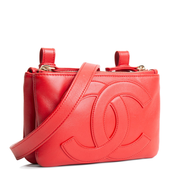 CHANEL CC Mania Double Waist Bag - Red