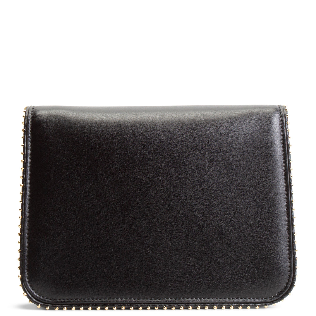 FERRAGAMO Leather Studded Vara Bow Accent Crossbody - Black