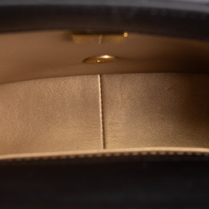 CHANEL Pearl Logo Lambskin Flap Bag - Black