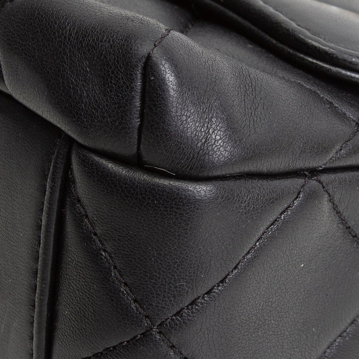 CHANEL Pearl Logo Lambskin Flap Bag - Black