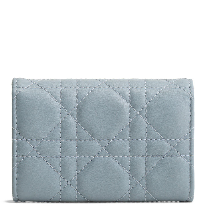 DIOR Leather Cannage Compact Wallet - Light Blue
