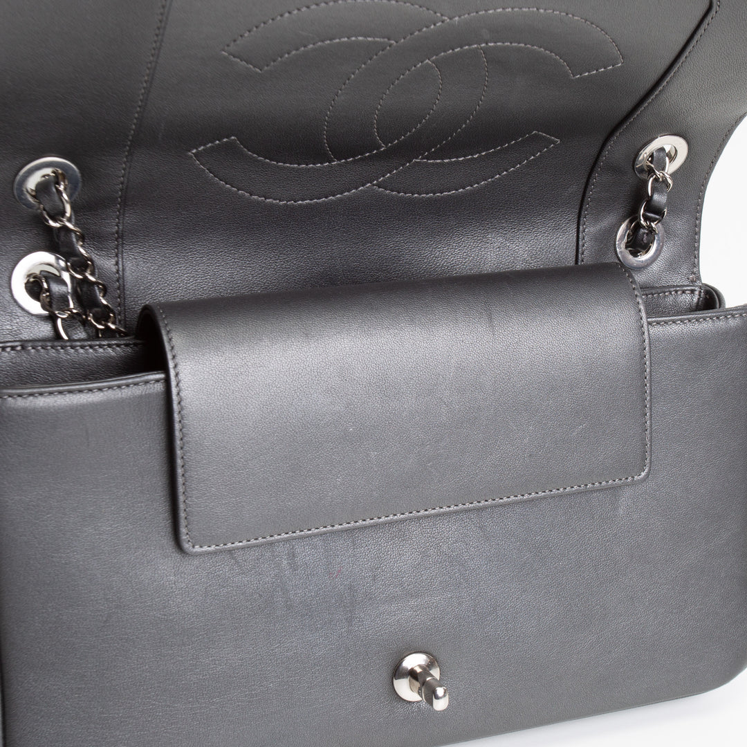 CHANEL Chevron Mademoiselle Flap Bag - Gray OUTLET FINAL SALE