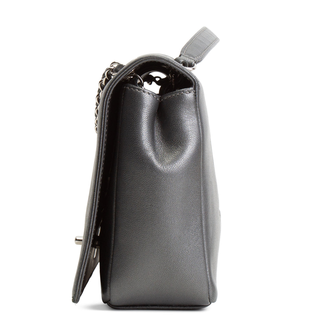 CHANEL Chevron Mademoiselle Flap Bag - Gray OUTLET FINAL SALE