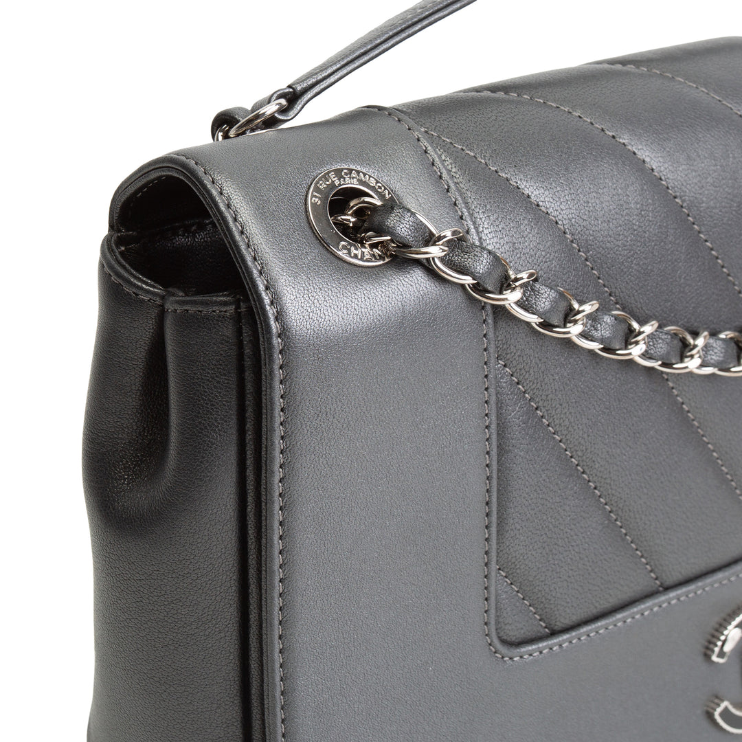 CHANEL Chevron Mademoiselle Flap Bag - Gray OUTLET FINAL SALE