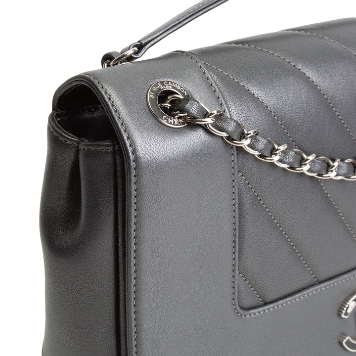 CHANEL Chevron Mademoiselle Flap Bag - Gray OUTLET FINAL SALE