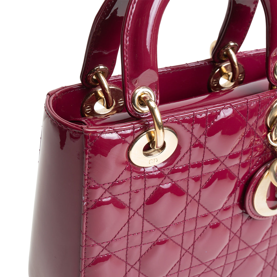 DIOR Lady Dior Patent - Small w/ Strap