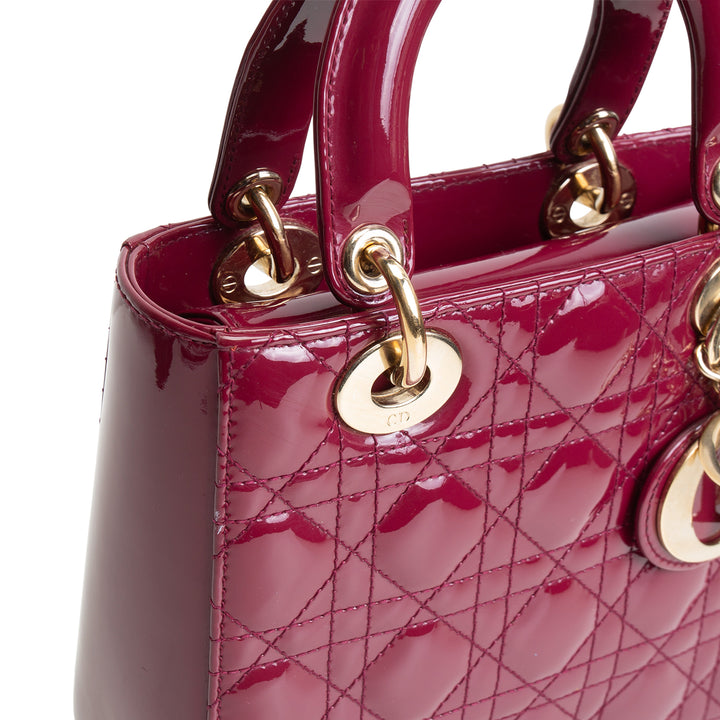 DIOR Lady Dior Patent - Small w/ Strap