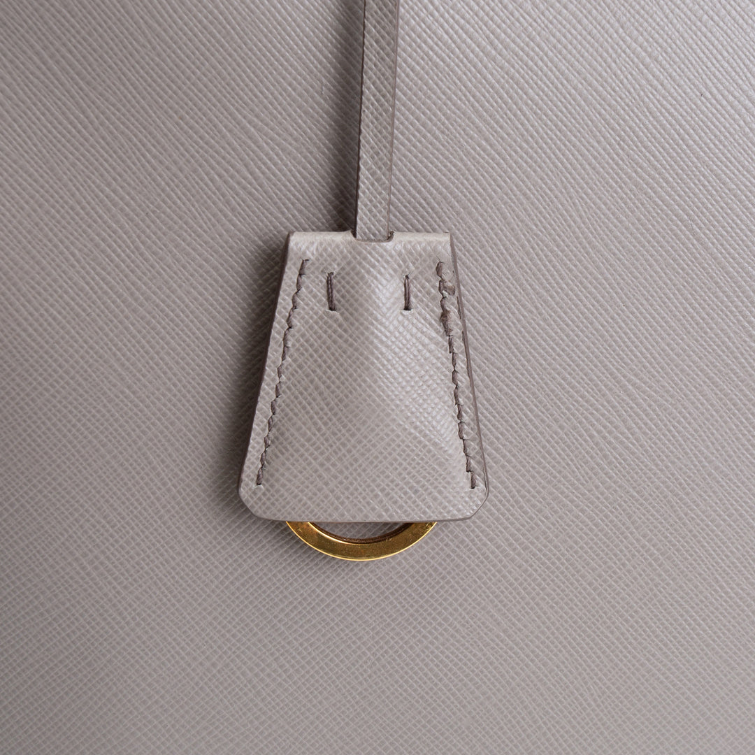 PRADA Saffiano Leather Double Zip Tote - Gray