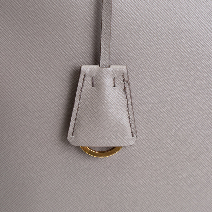 PRADA Saffiano Leather Double Zip Tote - Gray