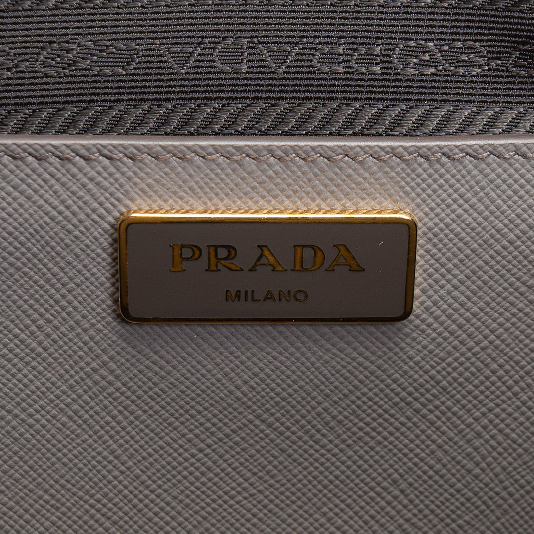 PRADA Saffiano Leather Double Zip Tote - Gray