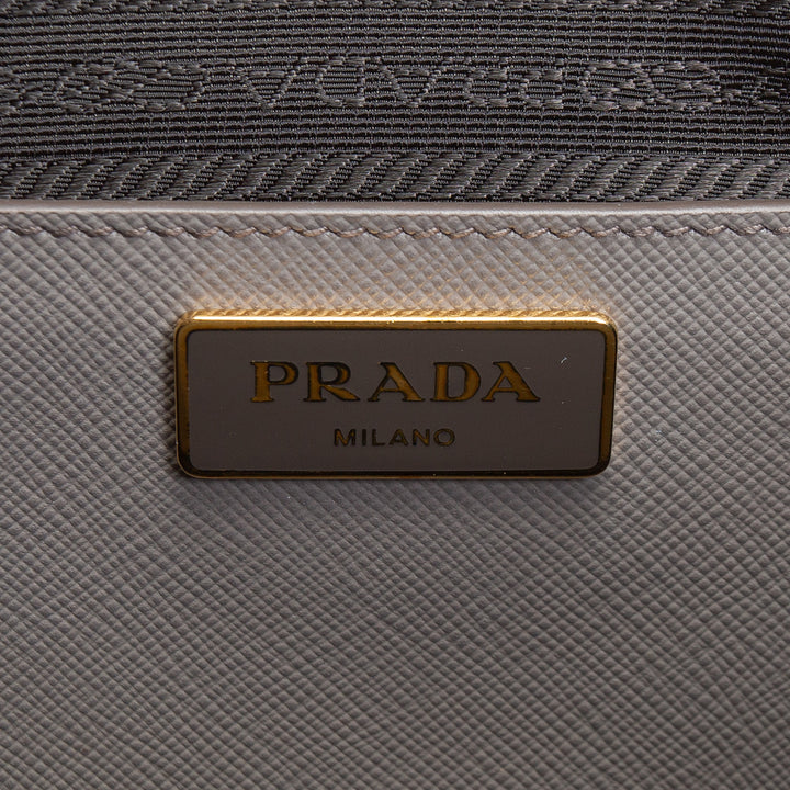 PRADA Saffiano Leather Double Zip Tote - Gray