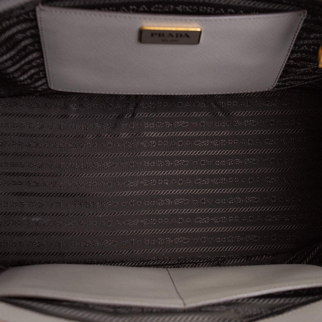 PRADA Saffiano Leather Double Zip Tote - Gray