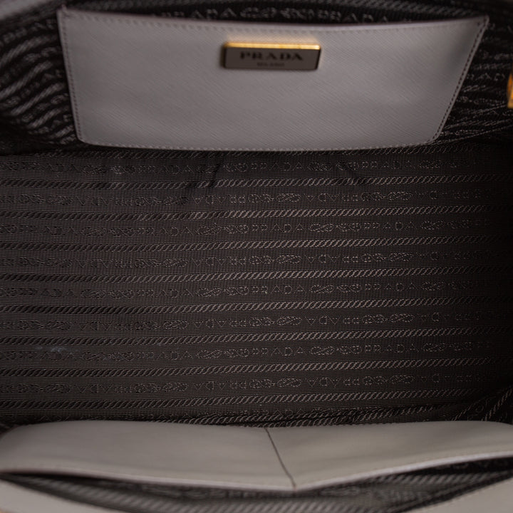 PRADA Saffiano Leather Double Zip Tote - Gray