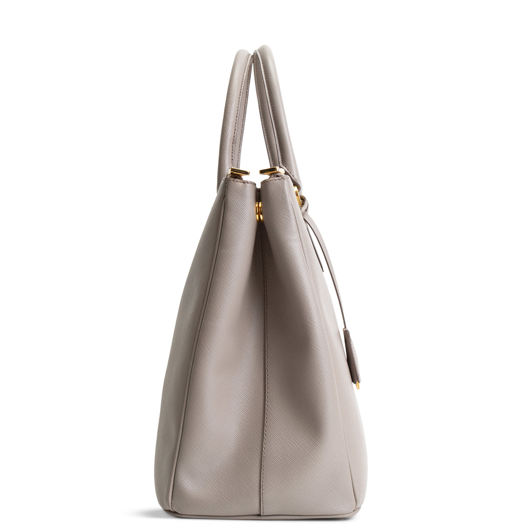 PRADA Saffiano Leather Double Zip Tote - Gray