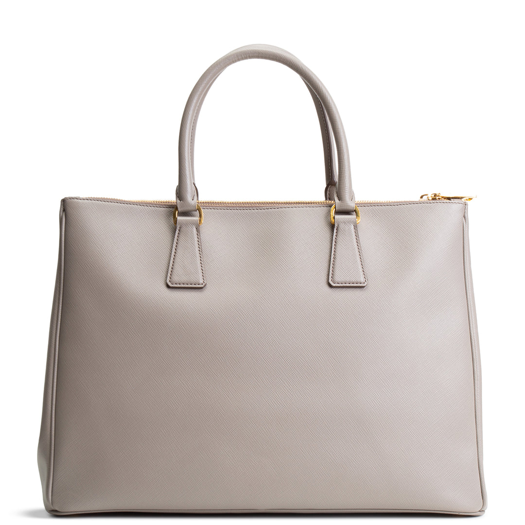 PRADA Saffiano Leather Double Zip Tote - Gray