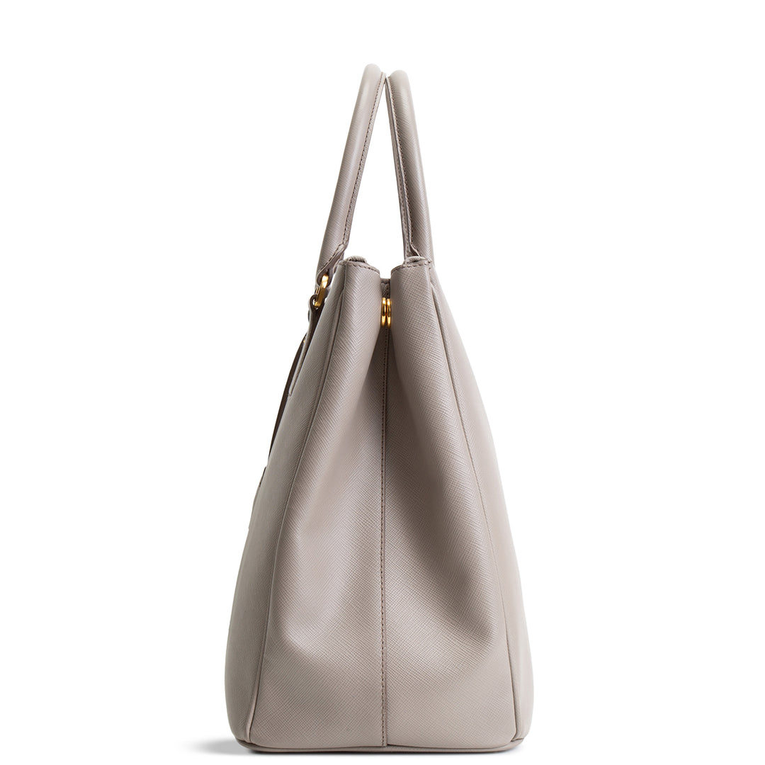 PRADA Saffiano Leather Double Zip Tote - Gray