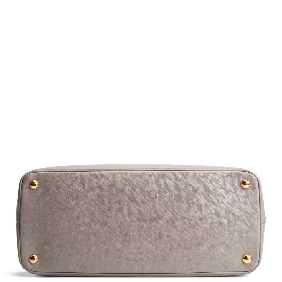 PRADA Saffiano Leather Double Zip Tote - Gray