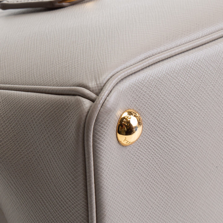 PRADA Saffiano Leather Double Zip Tote - Gray