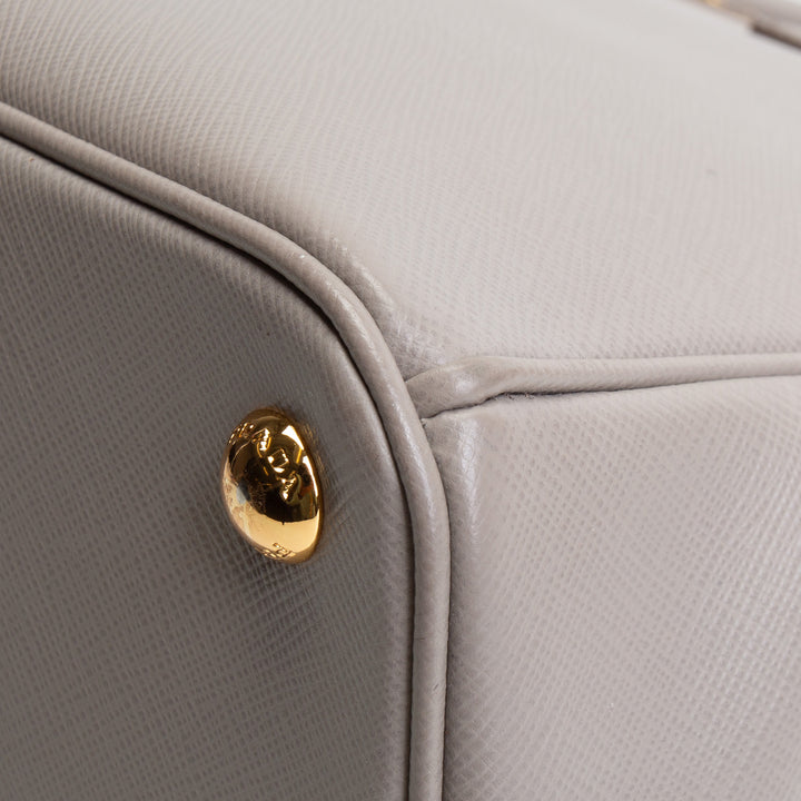 PRADA Saffiano Leather Double Zip Tote - Gray