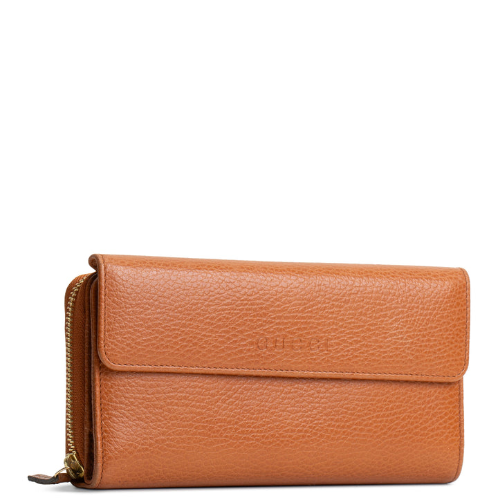 GUCCI Leather Continental Wallet - Brown
